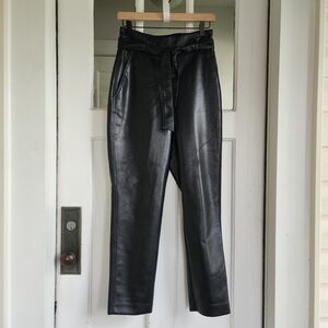 Babaton Aritzia Faux Leather Paperboy Tie-Front Highwaist Pants